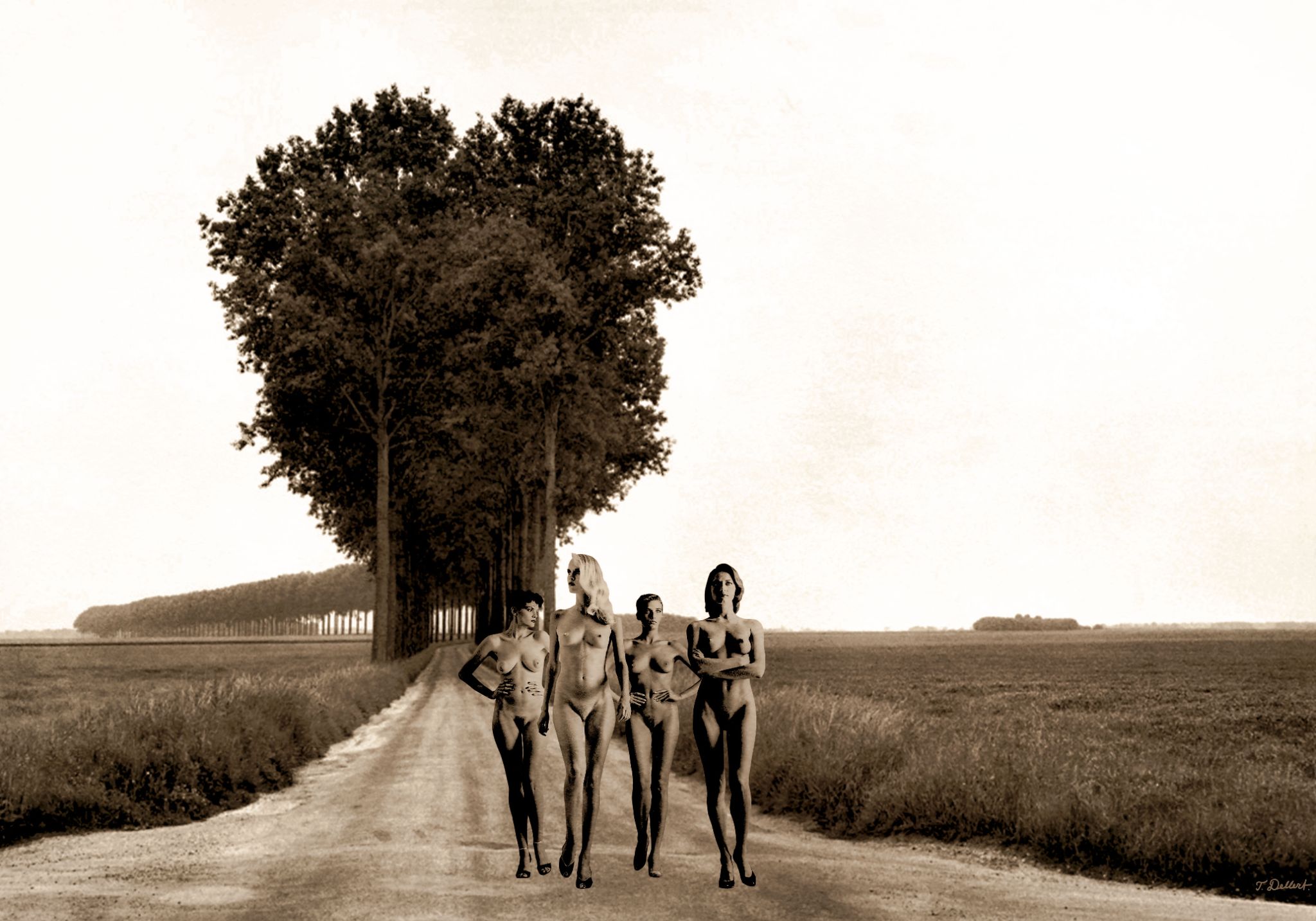 Naked in the open landscape